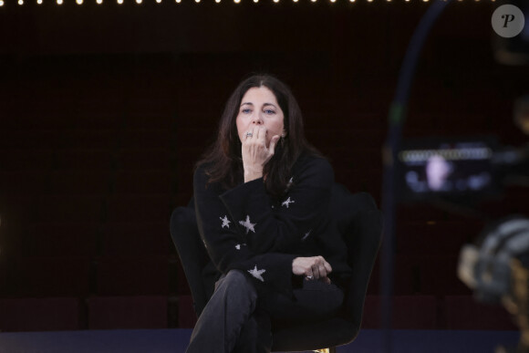Exclusif - Cristiana Reali lors du tournage de l'émission "Sur scène avec" au théâtre des Bouffes Parisiens à Paris le 2 mai 2024. © Jack Tribeca / Bestimage