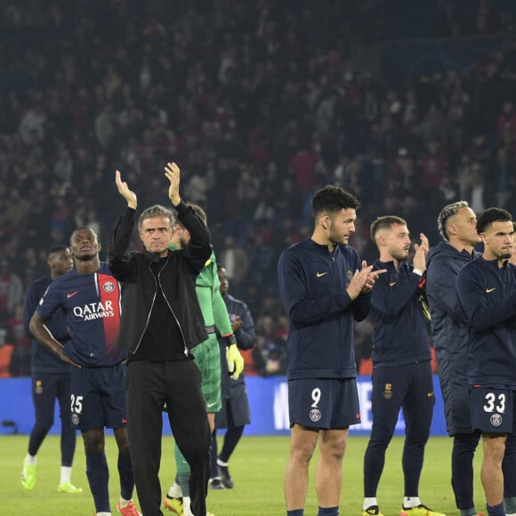 Deception Paris Saint Germain - Luis Enrique (PSG) - Kylian Mbappe (PSG) - Ousmane Dembele (PSG) - Nuno Mendes (PSG) - Goncalo Ramos (PSG) - Warren Zaire-Emery (PSG) - Demi-finale retour de Ligue des champions entre le PSG face au Borussia Dortmund (0-1) au Parc des Princes à Paris le 7 mai 2024.