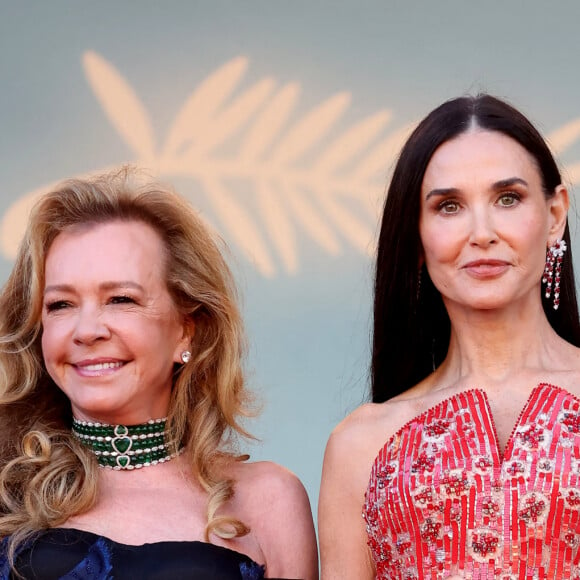 Caroline Scheufele et Demi Moore - Tapis rouge du film "Kinds of Kindness" lors du 77ème Festival International du Film de Cannes au Palais des Festivals à Cannes. Le 17 mai 2024 © Jacovides-Moreau / Bestimage