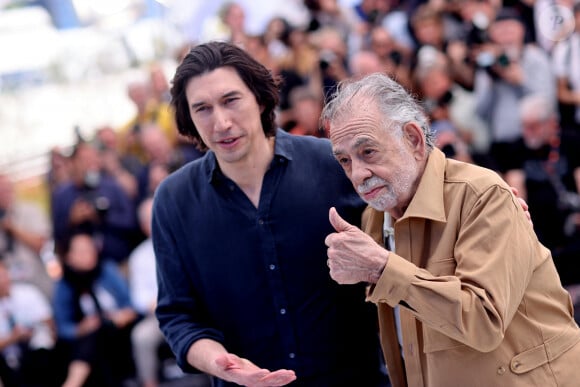 Adam Driver et Francis Ford Coppola au photocall du film "Megalopolis" lors du 77ème Festival International du Film de Cannes au Palais des Festivals à Cannes, France, le 17 mai 2024. © Jacovides-Moreau/Bestimage