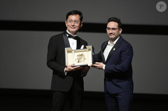 Gorō Miyazaki, Juan Antonio Bayona - Remise de la Palme d'Or d'Honneur lors du 77ème Festival International du Film de Cannes. Le 20 mai 2024 © Pool Cannes / Bestimage 