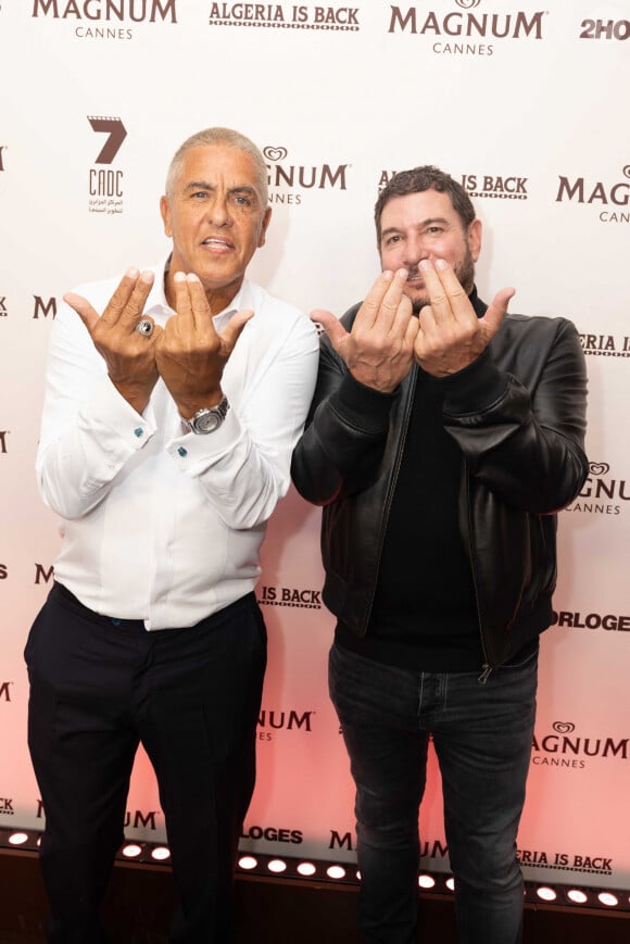 Samy Naceri et JP - Soirée "Iconoclast x 2 Horloges" sur la plage Magnum lors du 77ème Festival International du Film de Cannes, France, le 20 mai 2024. © Jeremy Melloul / Magnum Cannes via Bestimage   