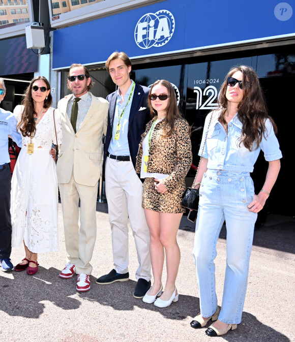 Tatiana Santo Domingo, Andréa Casiraghi, Ben-Sylvester Strautmann, la princesse Alexandra de Hanovre et Charlotte Casiraghi durant la journée des qualifications du 81ème Grand Prix de Formule 1 de Monaco, le 25 mai 2024. © Bruno Bebert/Bestimage 