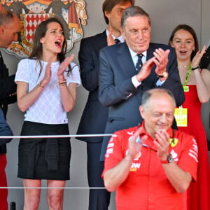 Charlotte Casiraghi et Raphaël Elmaleh, la princesse Alexandra de Hanovre, Ben-Sylvester Strautmann - Le prince Albert II de Monaco et la princesse Charlène de Monaco ne cachent pas leurs joies et leurs émotions en remettant à Charles Leclerc le trophée du vainqueur du Grand Prix de Formule 1 (F1) de Monaco. Monaco, le 26 mai 2024. © Bruno Bebert/Bestimage 