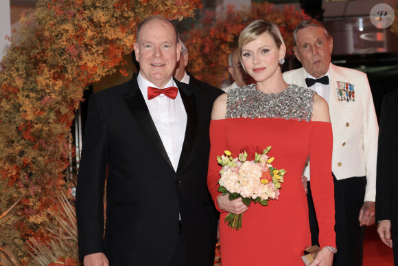 La princesse Charlene et le prince Albert II de Monaco durant la soirée de gala du 81ème Grand Prix de Formule 1 de Monaco, salle des Etoiles du Sporting de Monaco, le 26 mai 2024. Cette soirée met à l'honneur le vainqueur du Grand Prix, le monégasque Charles Leclerc. © Claudia Albuquerque/Bestimage