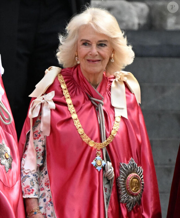 Le roi Charles III d'Angleterre et Camilla Parker Bowles, reine consort d'Angleterre, lors d'un service de dédicace de l'Ordre de l'Empire britannique à la cathédrale Saint-Paul de Londres.