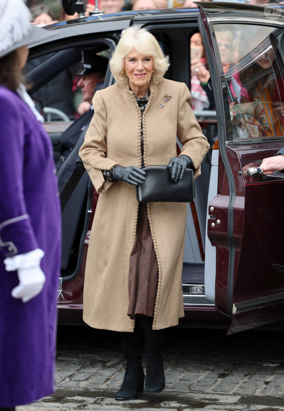 Camilla Parker Bowles visite le Shrewsbury Farmers Market, le 27 mars 2024.