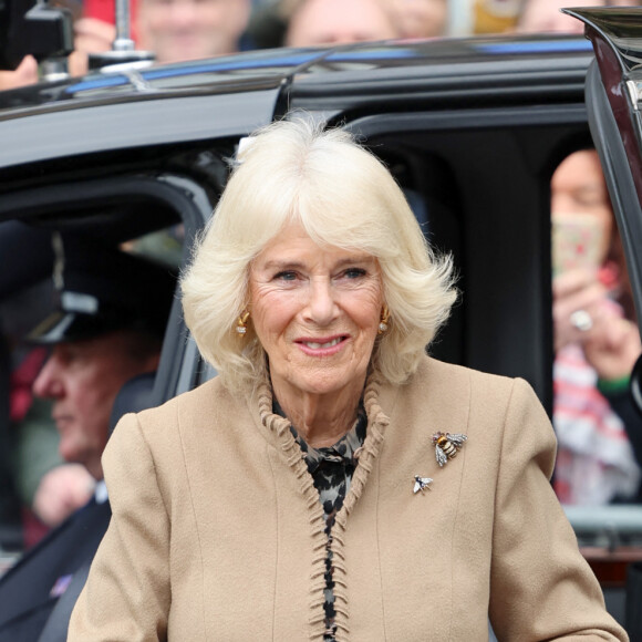 Camilla Parker Bowles visite le Shrewsbury Farmers Market, le 27 mars 2024.