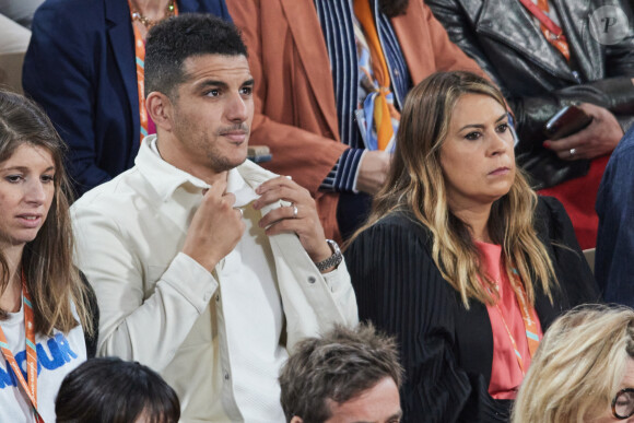 Marion Bartoli et son mari Yahya Boumediene - Célébrités dans les tribunes des Internationaux de France de tennis de Roland Garros 2024 à Paris le 27 mai 2024. © Moreau-Jacovides/Bestimage