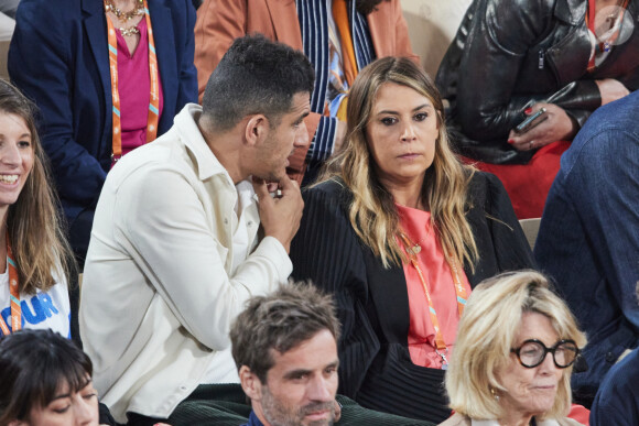 Marion Bartoli et son mari Yahya Boumediene - Célébrités dans les tribunes des Internationaux de France de tennis de Roland Garros 2024 à Paris le 27 mai 2024. © Moreau-Jacovides/Bestimage