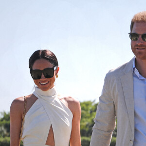 Le duc et la duchesse de Sussex lors du Royal Salute Polo Challenge, au profit de Sentebale, au USPA National Polo Center à Wellington, FL, USA, le vendredi 12 avril 2024. Photo par Yaroslav Sabitov/PA Wire/ABACAPRESS.COM