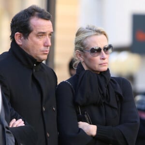 Estelle Lefébure et son ex-compagnon Pascal Ramette - Obsèques de Michel Pastor en l'église Saint-Charles à Monaco le 06/02/2014 