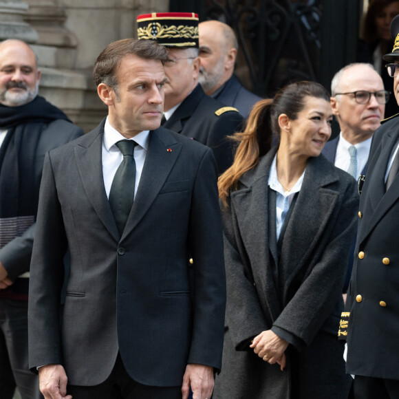 Emmanuel Macron, Sabrina Agresti-Roubache et Laurent Nunez - Le président français lors de la Cérémonie de la grande relève de la Garde au Palais de l'Elysée à Paris. Le 7 novembre 2023 © Jacques Witt / Pool / Bestimage 