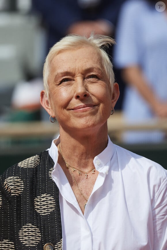 Martina Navratilova - Célébrités dans les tribunes de la finale Dames des Internationaux de Tennis de Roland Garros à Paris le 8 juin 2024. © Jacovides-Moreau/Bestimage 