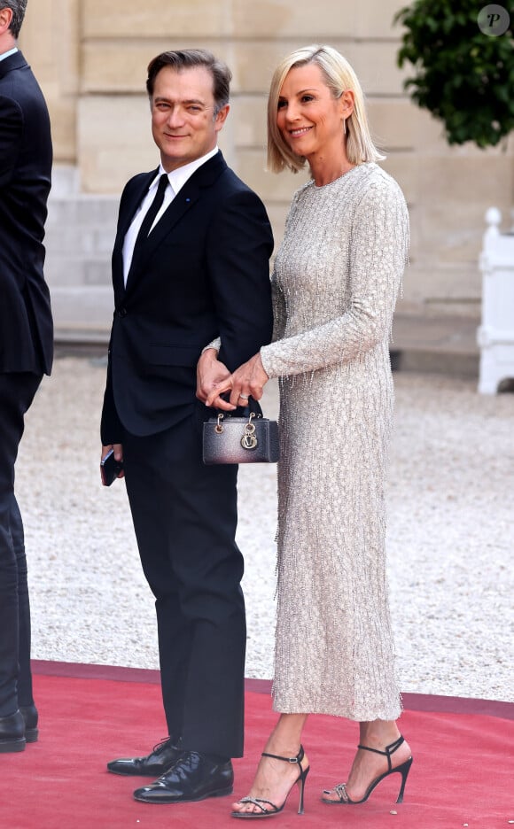 Renaud Capuçon et sa femme Laurence Ferrari - Dîner d'état en l'honneur du président des Etats-Unis et sa femme au palais de l'Elysée à Paris, à l'occasion de leur visite officielle en France. Le 8 juin 2024 © Jacovides-Moreau / Bestimage 