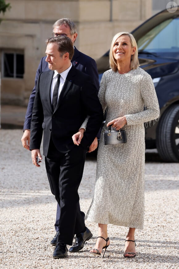 Renaud Capuçon et sa femme Laurence Ferrari - Dîner d'état en l'honneur du président des Etats-Unis et sa femme au palais de l'Elysée à Paris, à l'occasion de leur visite officielle en France. Le 8 juin 2024 © Jacovides-Moreau / Bestimage 