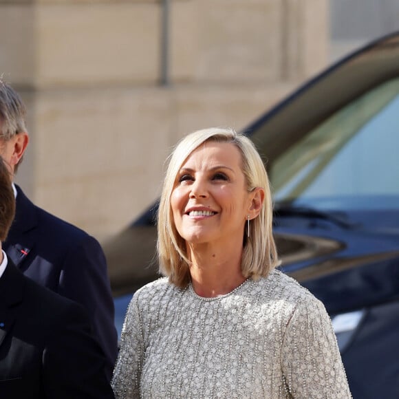 Renaud Capuçon et sa femme Laurence Ferrari - Dîner d'état en l'honneur du président des Etats-Unis et sa femme au palais de l'Elysée à Paris, à l'occasion de leur visite officielle en France. Le 8 juin 2024 © Jacovides-Moreau / Bestimage 