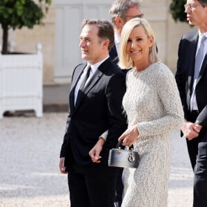 Renaud Capuçon et sa femme Laurence Ferrari - Dîner d'état en l'honneur du président des Etats-Unis et sa femme au palais de l'Elysée à Paris, à l'occasion de leur visite officielle en France. Le 8 juin 2024 © Jacovides-Moreau / Bestimage 