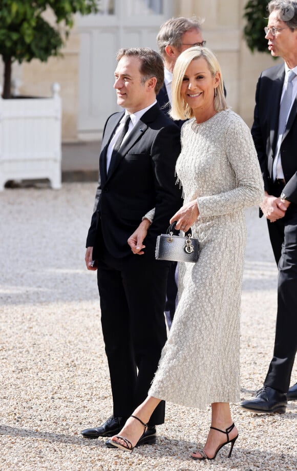 Renaud Capuçon et sa femme Laurence Ferrari - Dîner d'état en l'honneur du président des Etats-Unis et sa femme au palais de l'Elysée à Paris, à l'occasion de leur visite officielle en France. Le 8 juin 2024 © Jacovides-Moreau / Bestimage 