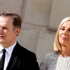 Renaud Capuçon et sa femme Laurence Ferrari - Dîner d'état en l'honneur du président des Etats-Unis et sa femme au palais de l'Elysée à Paris, à l'occasion de leur visite officielle en France. Le 8 juin 2024 © Jacovides-Moreau / Bestimage 