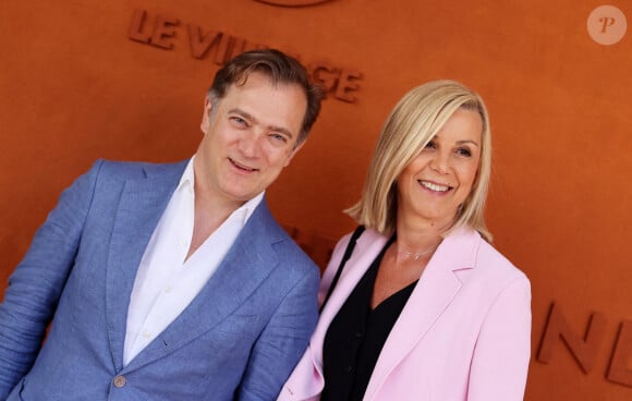 Laurence Ferrari et son mari Renaud Capuçon - Célébrités au village lors des Internationaux de France de tennis de Roland Garros 2024 à Paris le 9 juin 2024. 