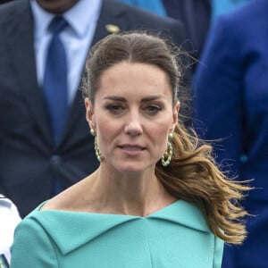 Le prince William, duc de Cambridge, et Catherine (Kate) Middleton, duchesse de Cambridge, arrivent aux Bahamas, dernière tape de leur voyage officiel dans les Caraïbes. Nassau, le 24 mars 2022. 