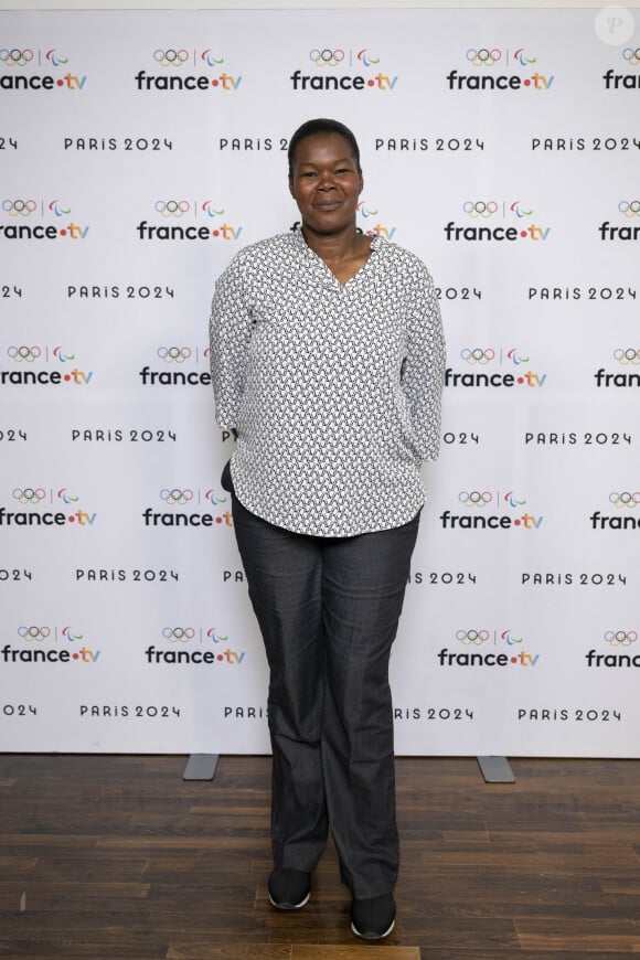 Sandra Dijon lors de la présentation des journalistes et chroniqueurs de France Télévisions pour les Jeux Olympiques 2024 au musée de l'Homme à Paris, le 11 juin 2024. © Pierre Perusseau / Bestimage 