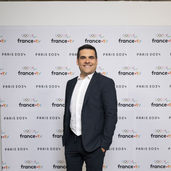 Matthieu Lartot lors de la présentation des journalistes et chroniqueurs de France Télévisions pour les Jeux Olympiques 2024 au musée de l'Homme à Paris, le 11 juin 2024. © Pierre Perusseau / Bestimage 