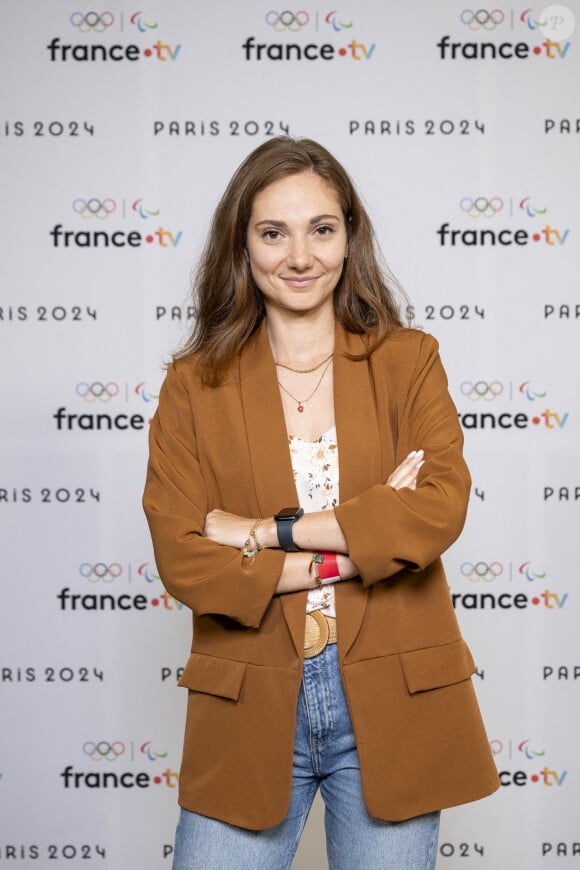 Célia Moillard lors de la présentation des journalistes et chroniqueurs de France Télévisions pour les Jeux Olympiques 2024 au musée de l'Homme à Paris, le 11 juin 2024. © Pierre Perusseau / Bestimage 