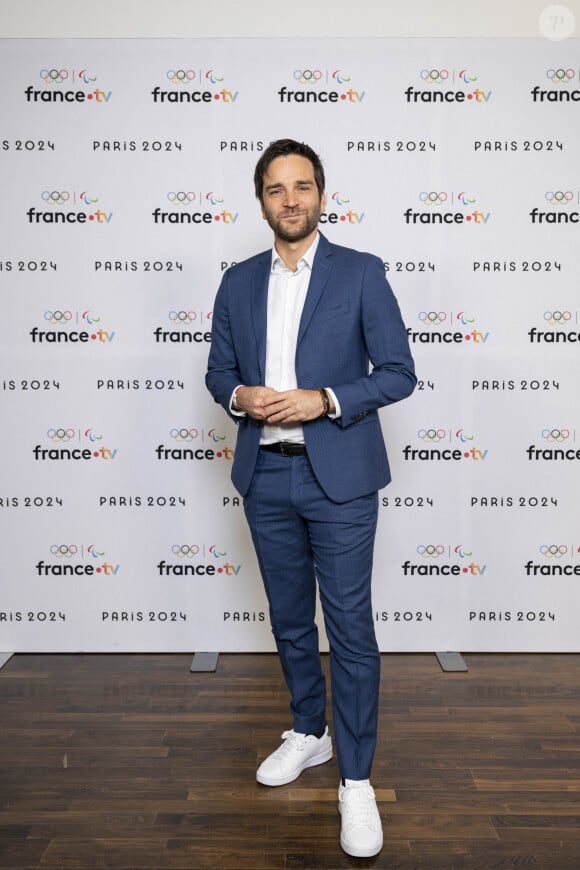 Samuel Ollivier lors de la présentation des journalistes et chroniqueurs de France Télévisions pour les Jeux Olympiques 2024 au musée de l'Homme à Paris, le 11 juin 2024. © Pierre Perusseau / Bestimage 