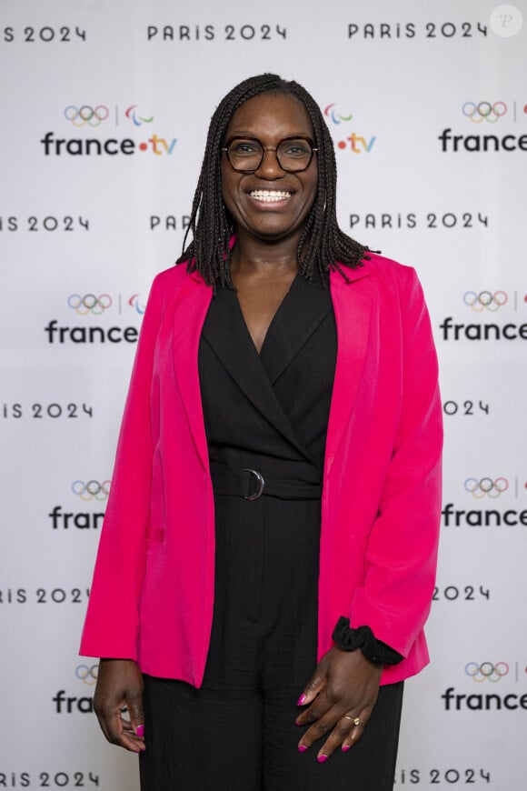 Emilie Andeol lors de la présentation des journalistes et chroniqueurs de France Télévisions pour les Jeux Olympiques 2024 au musée de l'Homme à Paris, le 11 juin 2024. © Pierre Perusseau / Bestimage 