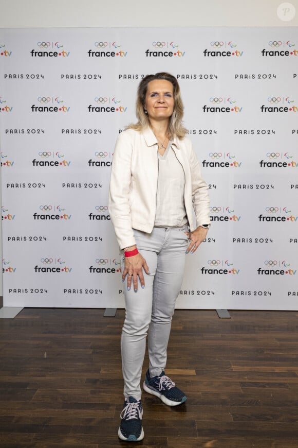 Delphine Réau lors de la présentation des journalistes et chroniqueurs de France Télévisions pour les Jeux Olympiques 2024 au musée de l'Homme à Paris, le 11 juin 2024. © Pierre Perusseau / Bestimage 