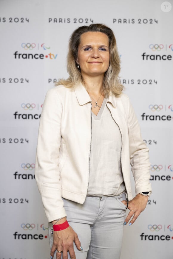 Delphine Réau lors de la présentation des journalistes et chroniqueurs de France Télévisions pour les Jeux Olympiques 2024 au musée de l'Homme à Paris, le 11 juin 2024. © Pierre Perusseau / Bestimage 