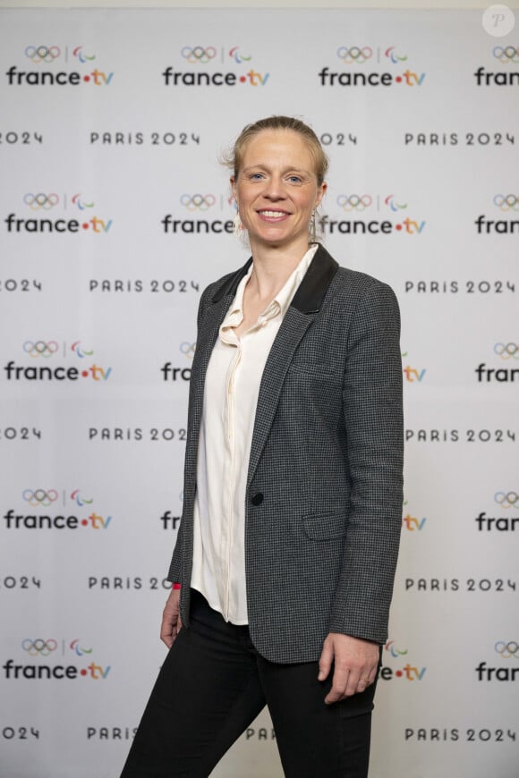 Astrid Guyart lors de la présentation des journalistes et chroniqueurs de France Télévisions pour les Jeux Olympiques 2024 au musée de l'Homme à Paris, le 11 juin 2024. © Pierre Perusseau / Bestimage 