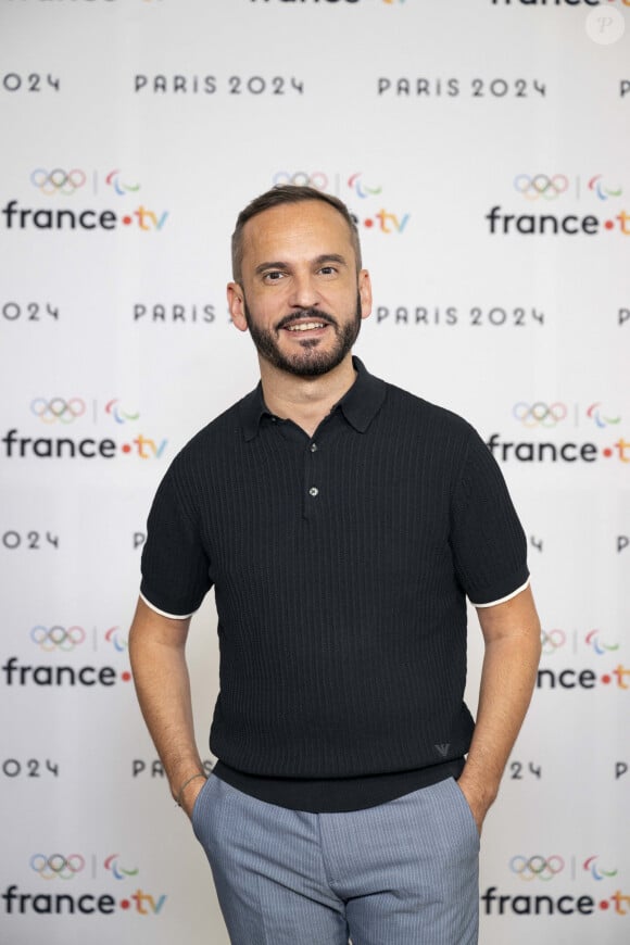 Jean Christophe Galleazzi lors de la présentation des journalistes et chroniqueurs de France Télévisions pour les Jeux Olympiques 2024 au musée de l'Homme à Paris, le 11 juin 2024. © Pierre Perusseau / Bestimage 