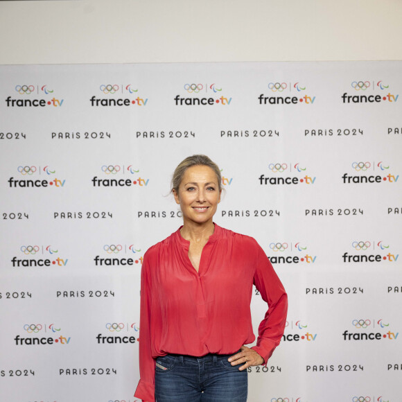 Anne Sophie Lapix lors de la présentation des journalistes et chroniqueurs de France Télévisions pour les Jeux Olympiques 2024 au musée de l'Homme à Paris, le 11 juin 2024. © Pierre Perusseau / Bestimage 