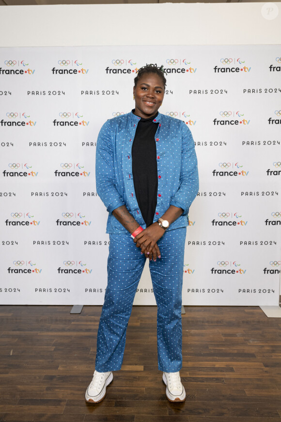 Isabelle Yacoubou lors de la présentation des journalistes et chroniqueurs de France Télévisions pour les Jeux Olympiques 2024 au musée de l'Homme à Paris, le 11 juin 2024. © Pierre Perusseau / Bestimage 