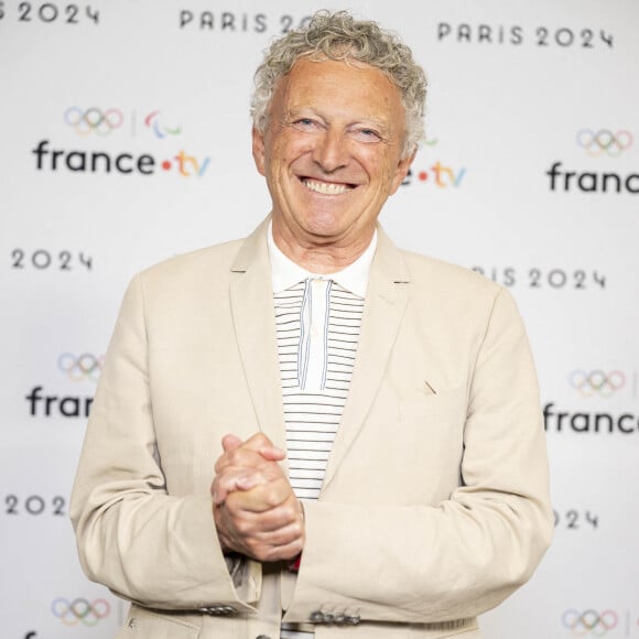 Nelson Monfort lors de la présentation des journalistes et chroniqueurs de France Télévisions pour les Jeux Olympiques 2024 au musée de l'Homme à Paris, le 11 juin 2024. © Pierre Perusseau / Bestimage 