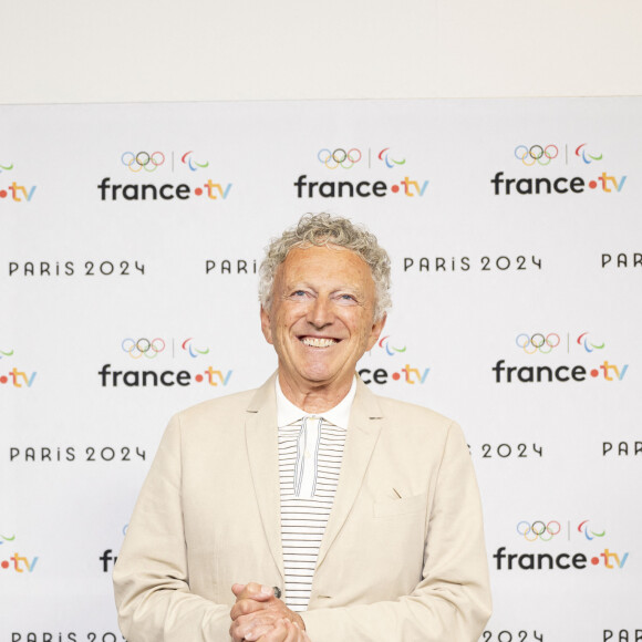 Nelson Monfort lors de la présentation des journalistes et chroniqueurs de France Télévisions pour les Jeux Olympiques 2024 au musée de l'Homme à Paris, le 11 juin 2024. © Pierre Perusseau / Bestimage 