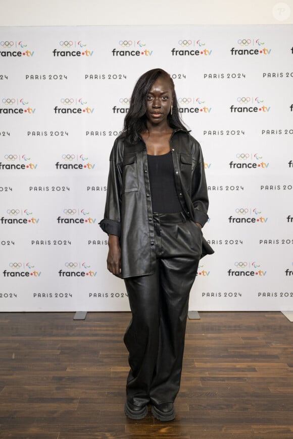 Antoinette Gomis lors de la présentation des journalistes et chroniqueurs de France Télévisions pour les Jeux Olympiques 2024 au musée de l'Homme à Paris, le 11 juin 2024. © Pierre Perusseau / Bestimage 