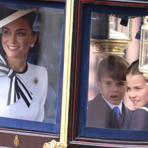 Catherine (Kate) Middleton, princesse de Galles, Le prince Louis de Galles et La princesse Charlotte de Galles - Les membres de la famille royale britannique lors de la parade Trooping the Color à Londres, Royaume Uni