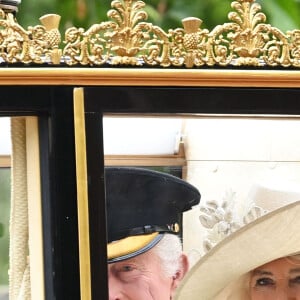 Le roi Charles III d'Angleterre et Camilla Parker Bowles, reine consort d'Angleterre - Les membres de la famille royale britannique lors de la parade Trooping the Color à Londres, Royaume Uni, le 15 juin 2024. © Justin Goff/GoffPhotos/Bestimage 