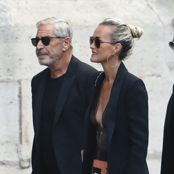 Jean-Claude Darmon, Johnny et Laeticia Hallyday - Obsèques de Mireille Darc en l'église Saint-Sulpice à Paris. Le 1er septembre 2017 