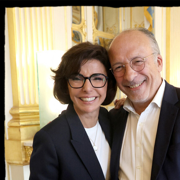 Rachida Dati et Yves Thréard - R.Dati, ministre de la Culture, remet les insignes de Commandeur de l'ordre des Arts et des Lettres à Nicoletta au ministère de la Culture à Paris le 18 juin 2024. © Alain Guizard / Bestimage