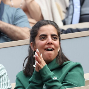 Inès Reg (Inès Reghioua) dans les tribunes des Internationaux de France de tennis de Roland Garros 2024 à Paris, France, le 3 juin 2024. © Jacovides-Moreau/Bestimage 