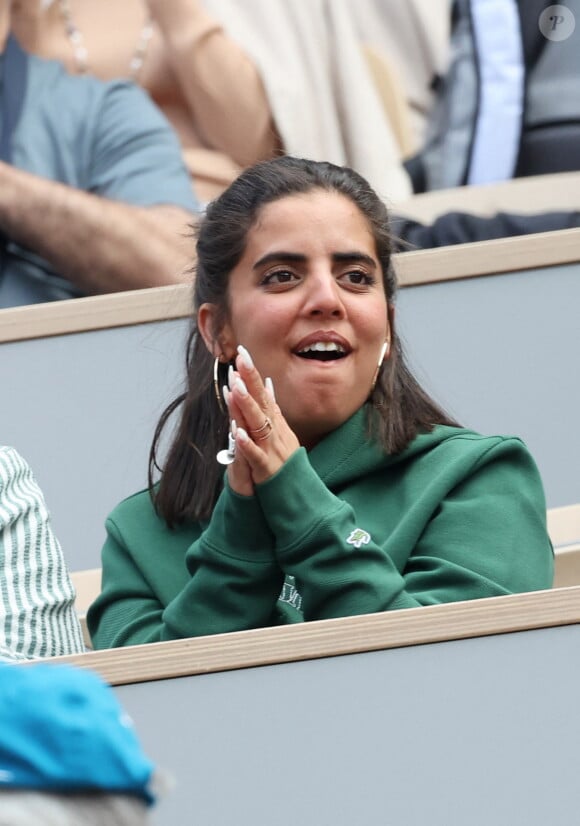 Inès Reg (Inès Reghioua) dans les tribunes des Internationaux de France de tennis de Roland Garros 2024 à Paris, France, le 3 juin 2024. © Jacovides-Moreau/Bestimage 