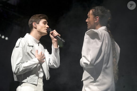 Axel Marbeuf et Djebril Slatni lors du concert de la Star Academy à Lyon, France, le 15 mars 2024. © Sandrine Thesillat/Panoramic/Bestimage 