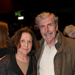 Exclusif - Bernard Menez et sa femme Maribel - Générale de la Pièce « L’argent de la vieille » au Théâtre Libre à Paris, France. Le 15 Février 2024. © Bertrand Rindoff / Bestimage