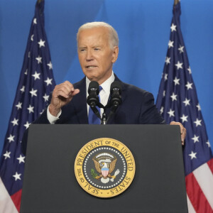 Joe Biden, jeudi 11 juillet, lors d'une longue conférence de presse organisée à la fin du sommet de l'Otan.