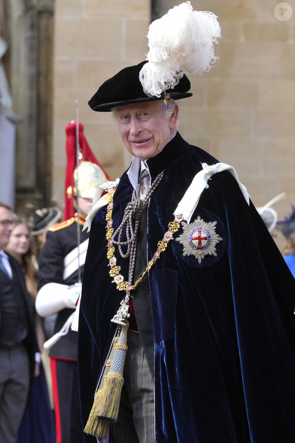 Le roi Charles III d'Angleterre lors du Service de l'Ordre de la Jarretière au Château de Windsor, Royaume Uni, le 17 juin 2024